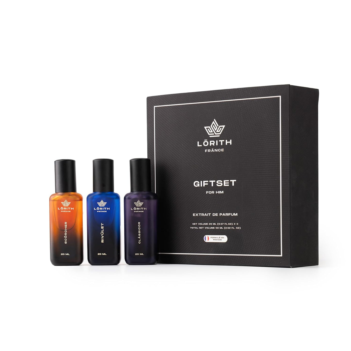 LUXURY GIFTSET FOR MEN - SCORCHER | RIVULET | CLASSICOR - 20ML X 3 - LORITH FRANCE