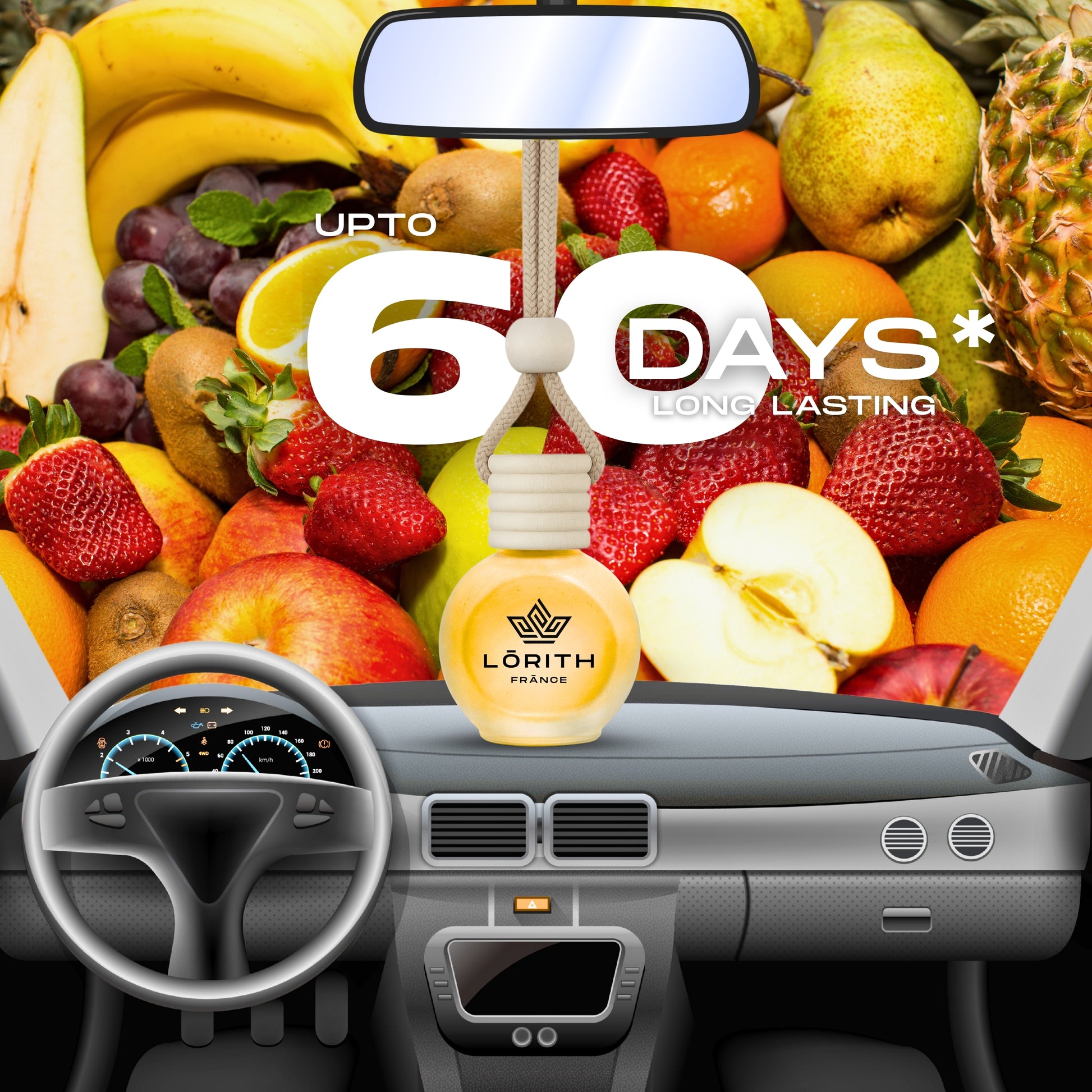 Lorith France Tropical Hanging Car Air Freshener | Premium Long-Lasting Car Perfume - LORITH FRANCE