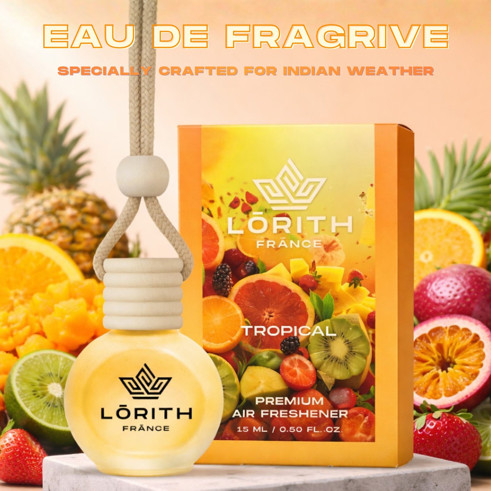 Lorith France Tropical Hanging Car Air Freshener | Premium Long-Lasting Car Perfume - LORITH FRANCE
