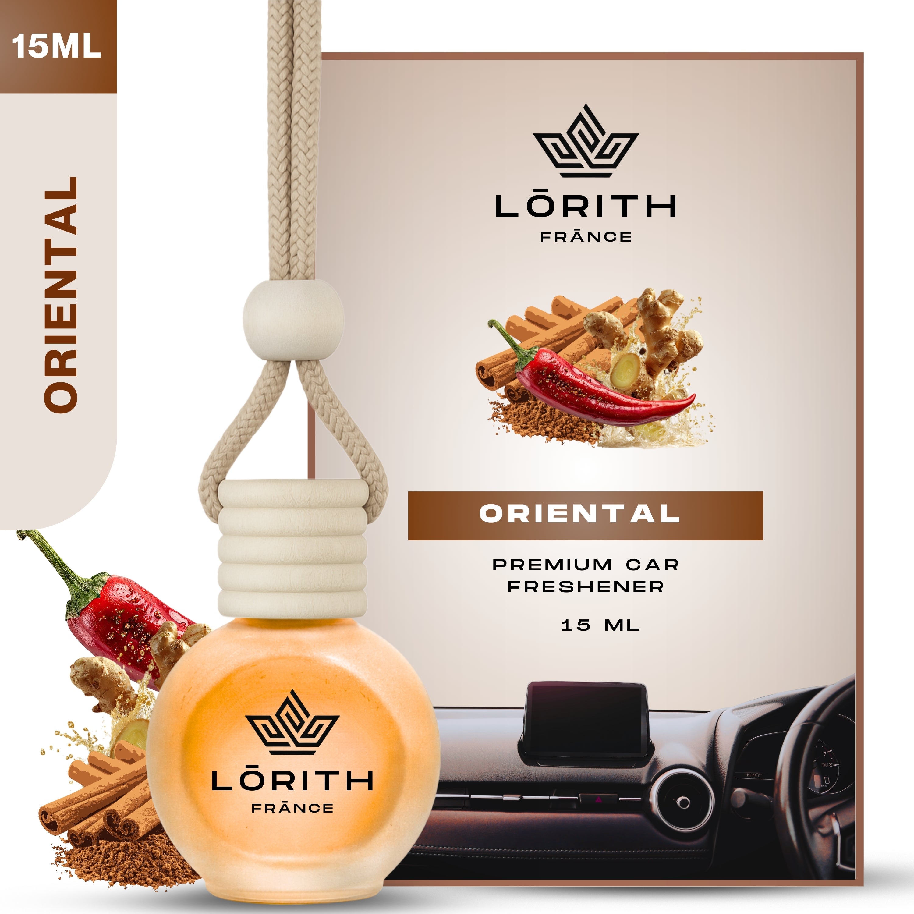 Lorith France Oriental Hanging Car Air Freshener | Premium Long-Lasting Car Perfume - LORITH FRANCE