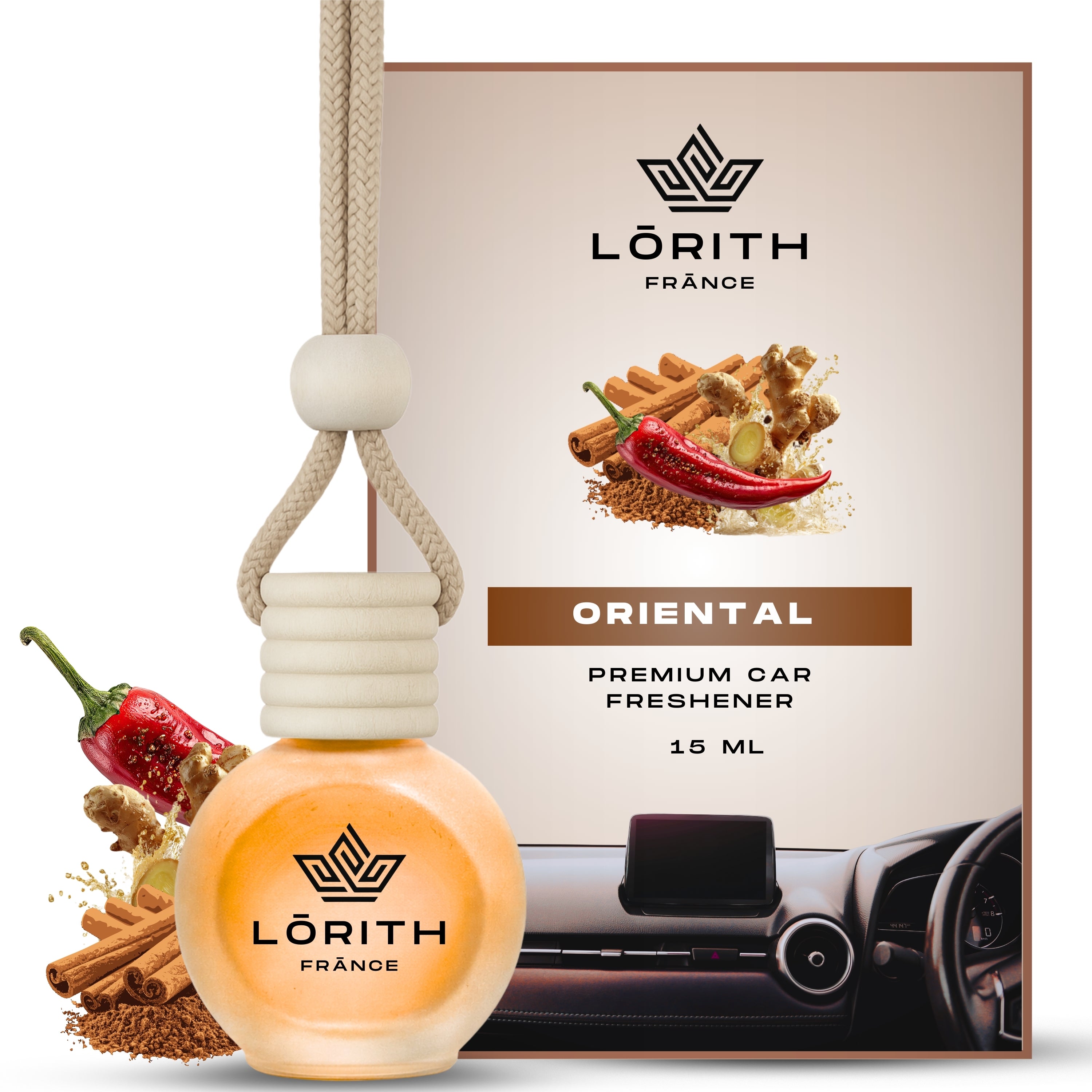 Lorith France Oriental Hanging Car Air Freshener | Premium Long-Lasting Car Perfume - LORITH FRANCE
