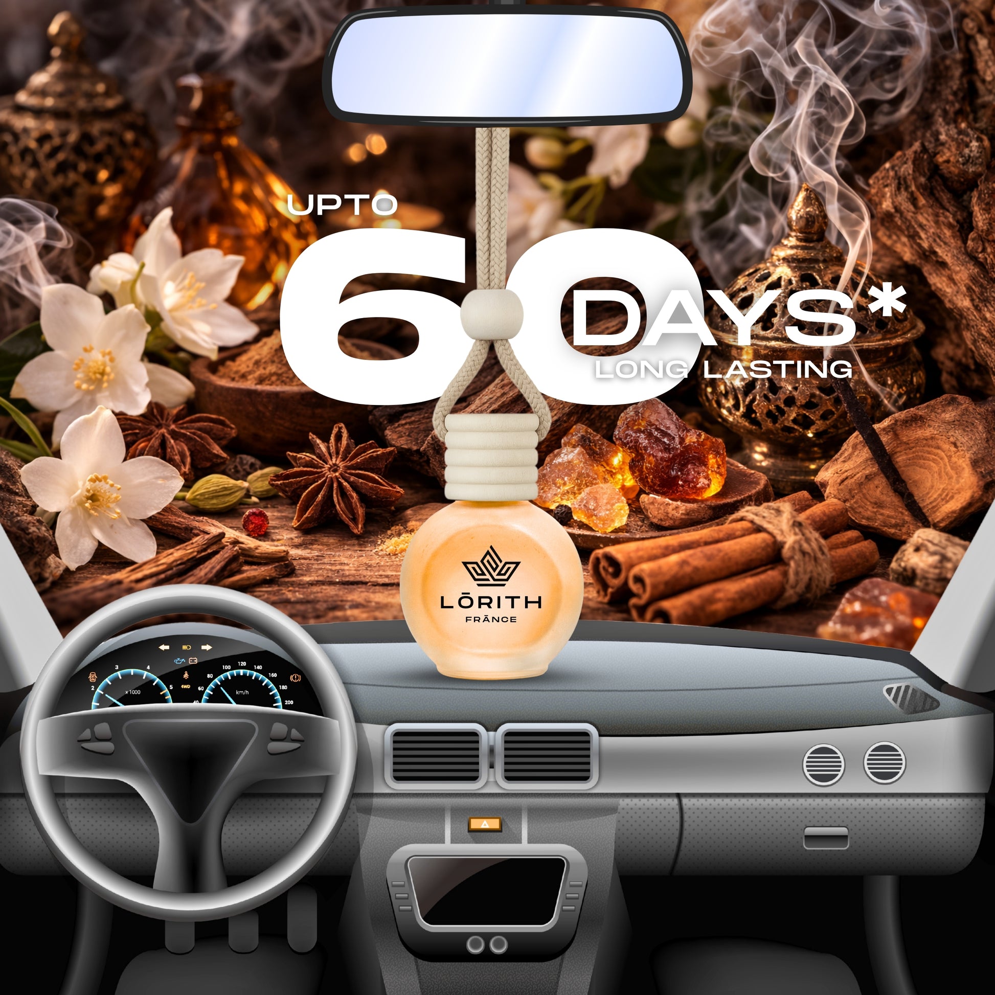 Lorith France Oriental Hanging Car Air Freshener | Premium Long-Lasting Car Perfume - LORITH FRANCE
