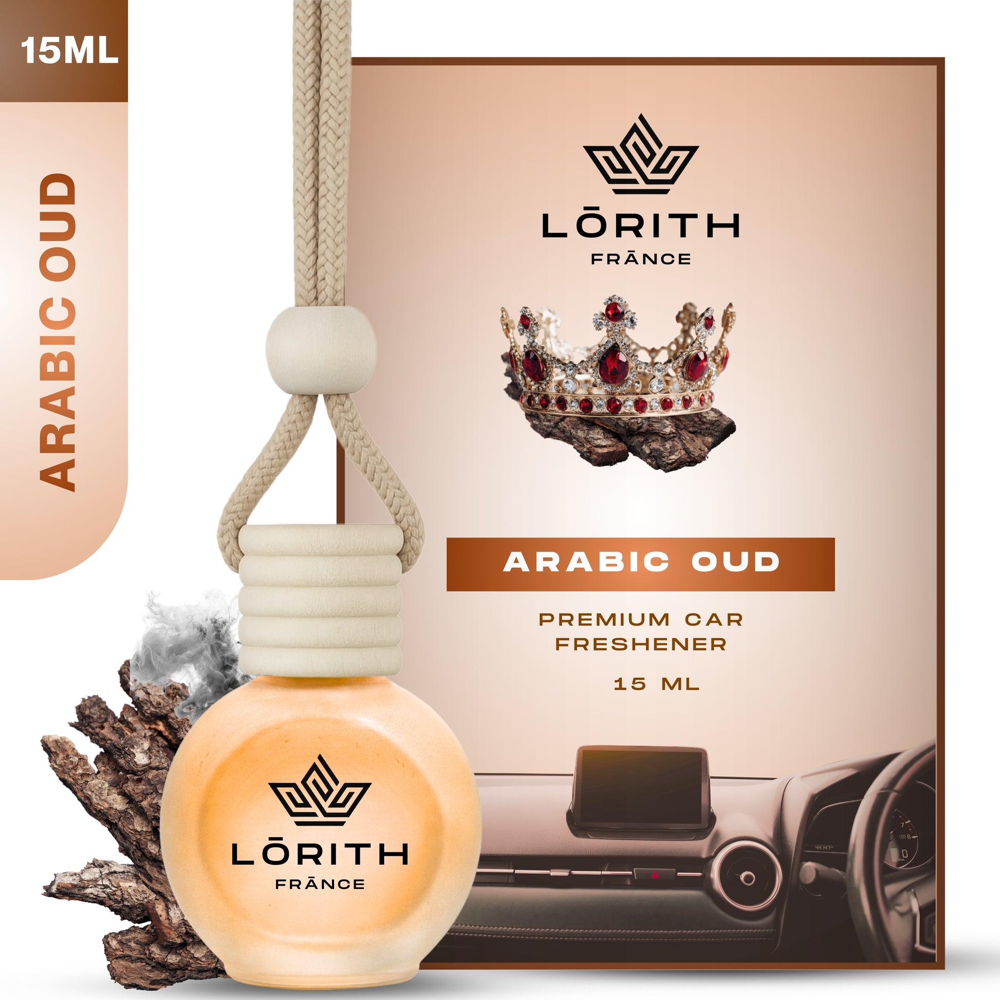 Lorith France Arabic Oud Hanging Car Air Freshener | Premium Long-Lasting Car Perfume - LORITH FRANCE