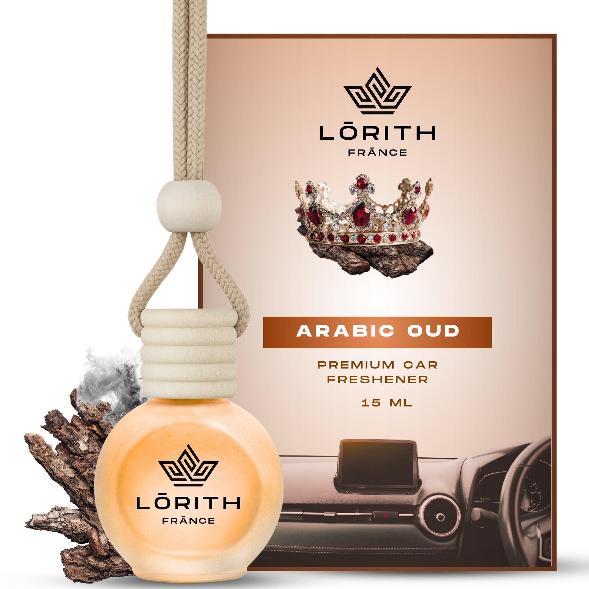 Lorith France Arabic Oud Hanging Car Air Freshener | Premium Long-Lasting Car Perfume - LORITH FRANCE