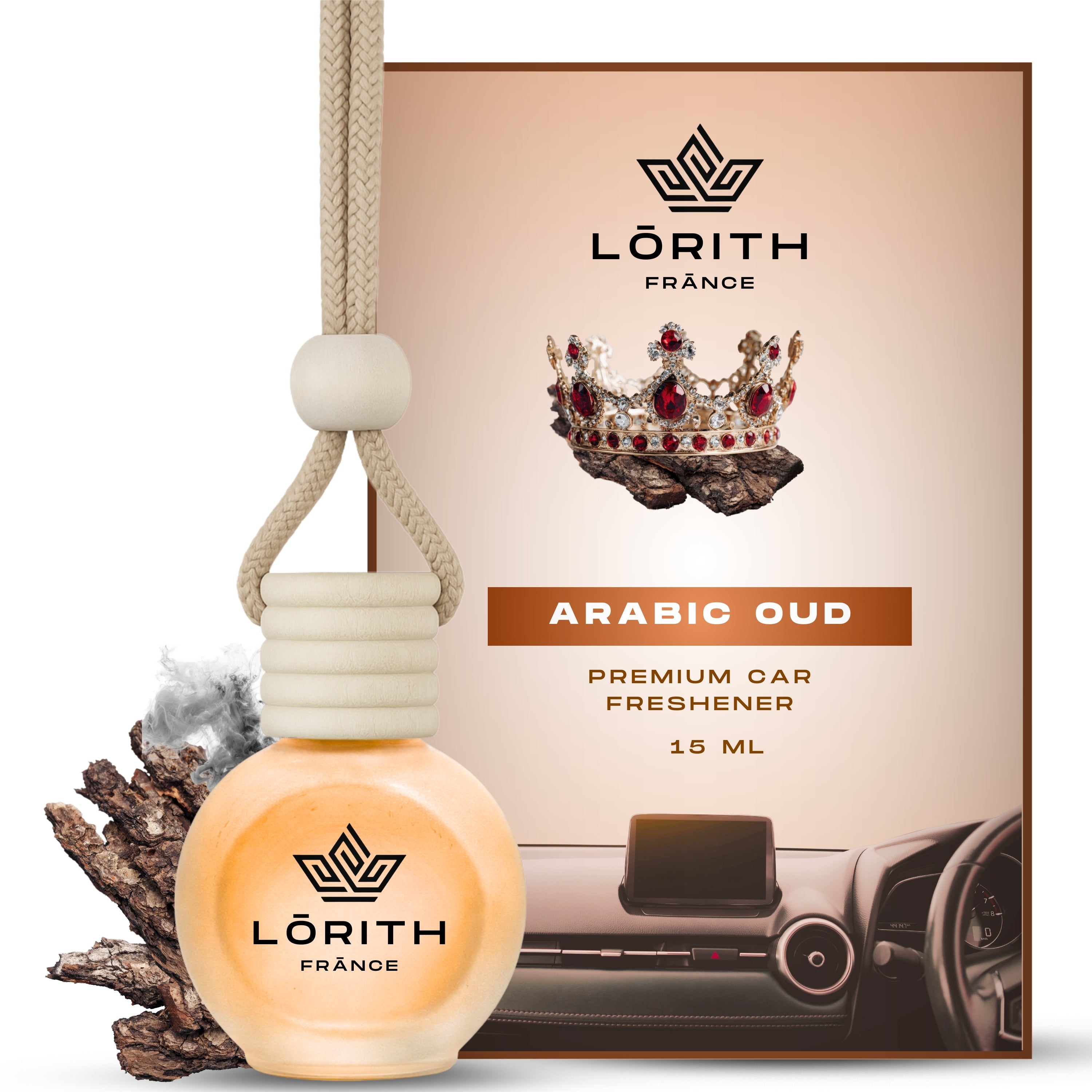 Lorith France Arabic Oud Hanging Car Air Freshener | Premium Long-Lasting Car Perfume - LORITH FRANCE