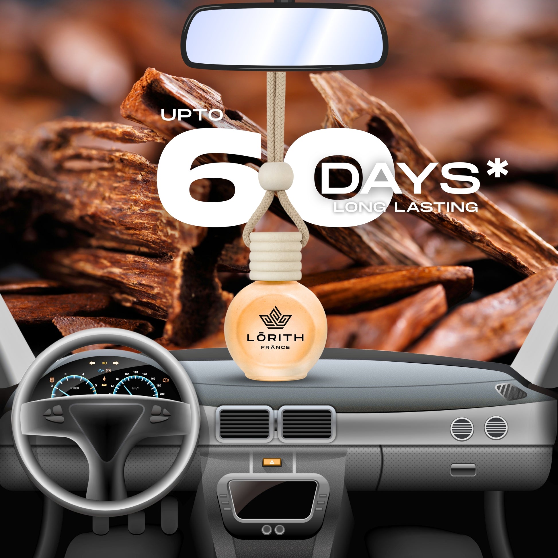 Lorith France Arabic Oud Hanging Car Air Freshener | Premium Long-Lasting Car Perfume - LORITH FRANCE