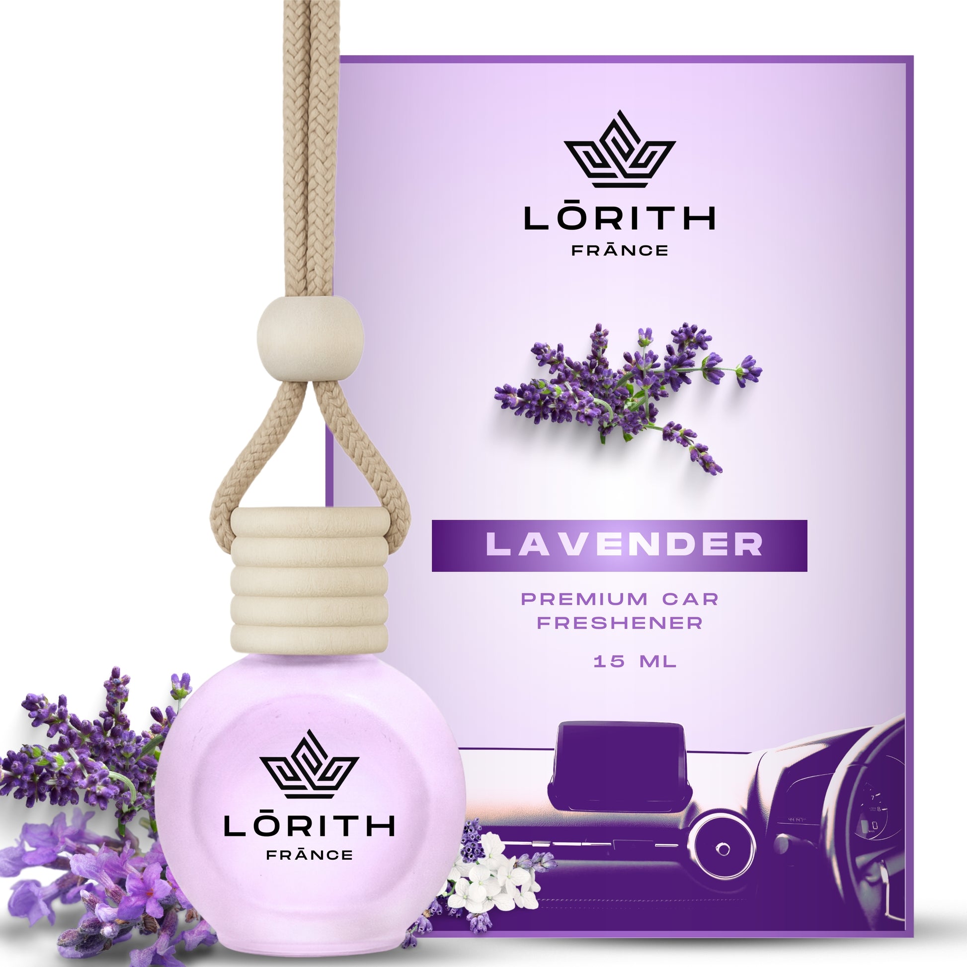 Lorith France Lavender Hanging Car Air Freshener | Premium Long-Lasting Car Perfume - LORITH FRANCE