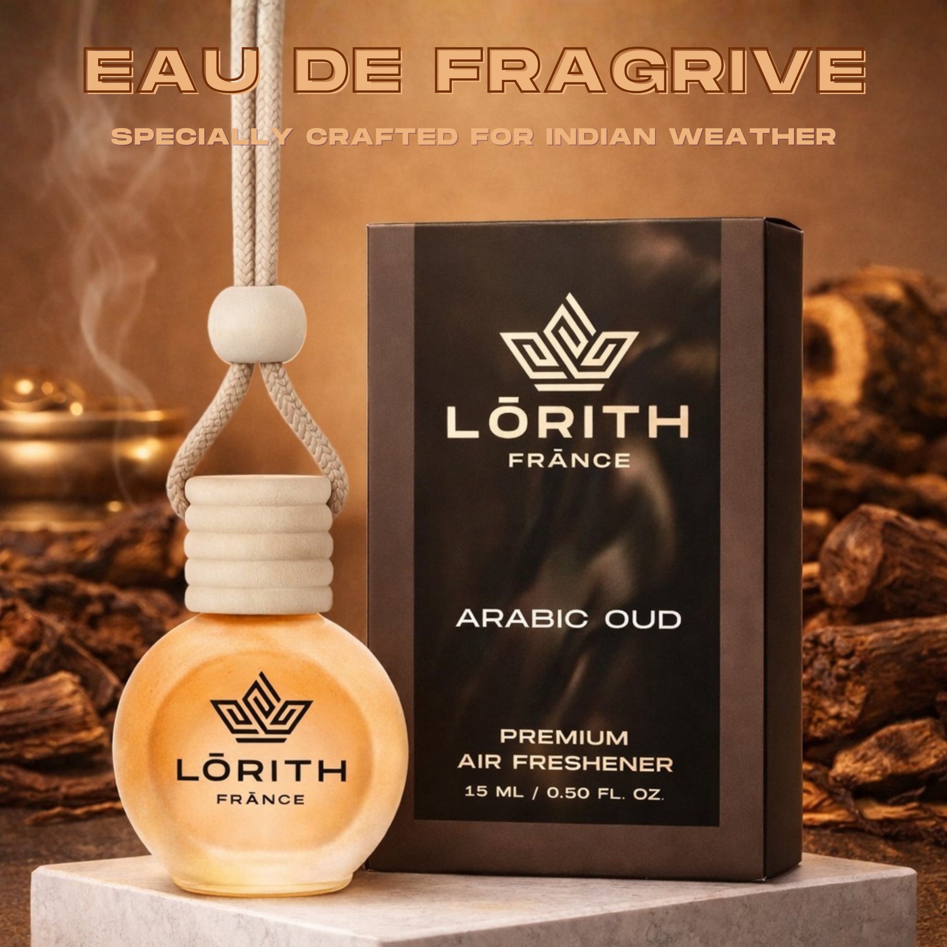 Lorith France Arabic Oud Hanging Car Air Freshener | Premium Long-Lasting Car Perfume - LORITH FRANCE