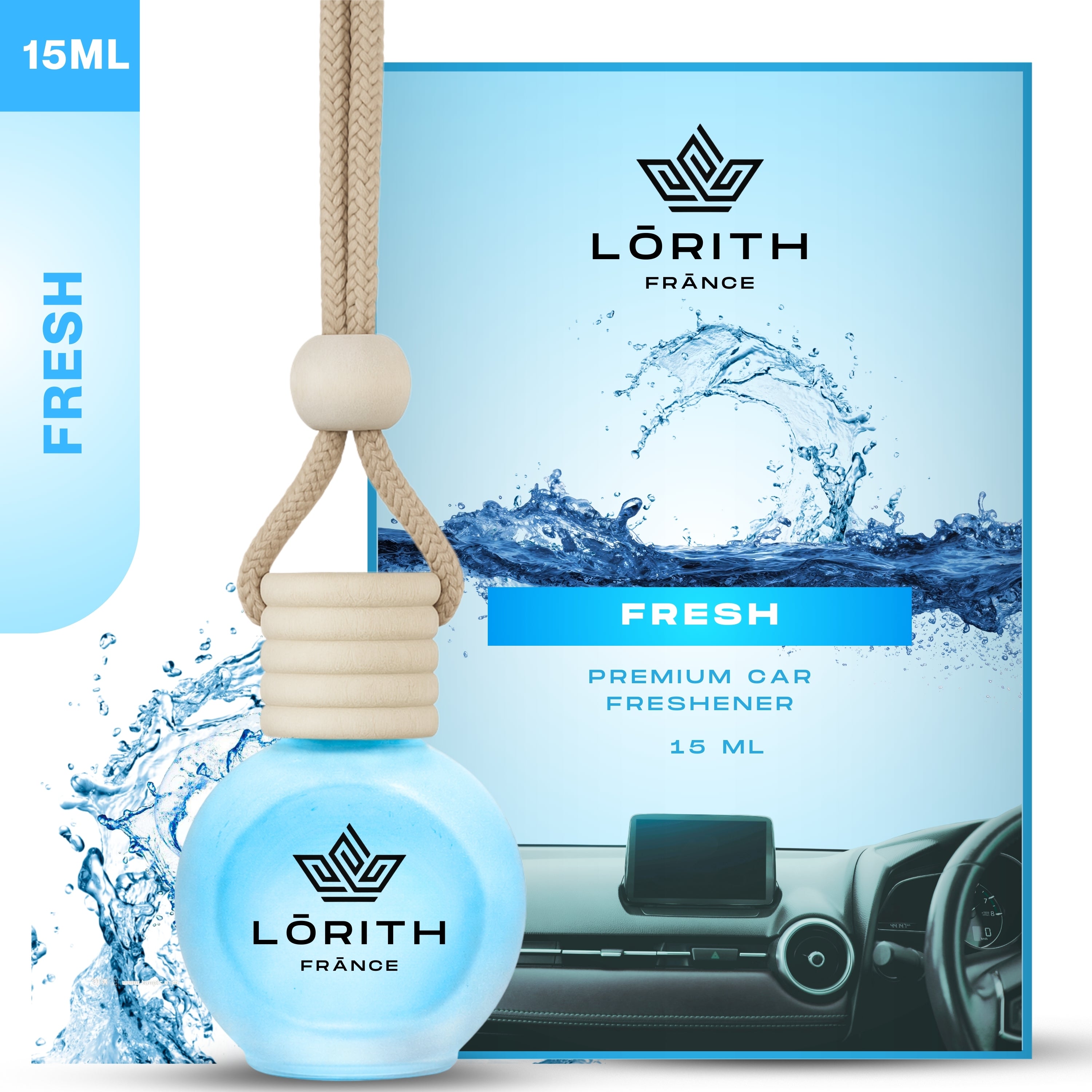 Lorith France Fresh Hanging Car Air Freshener | Premium Long-Lasting Car Perfume - LORITH FRANCE
