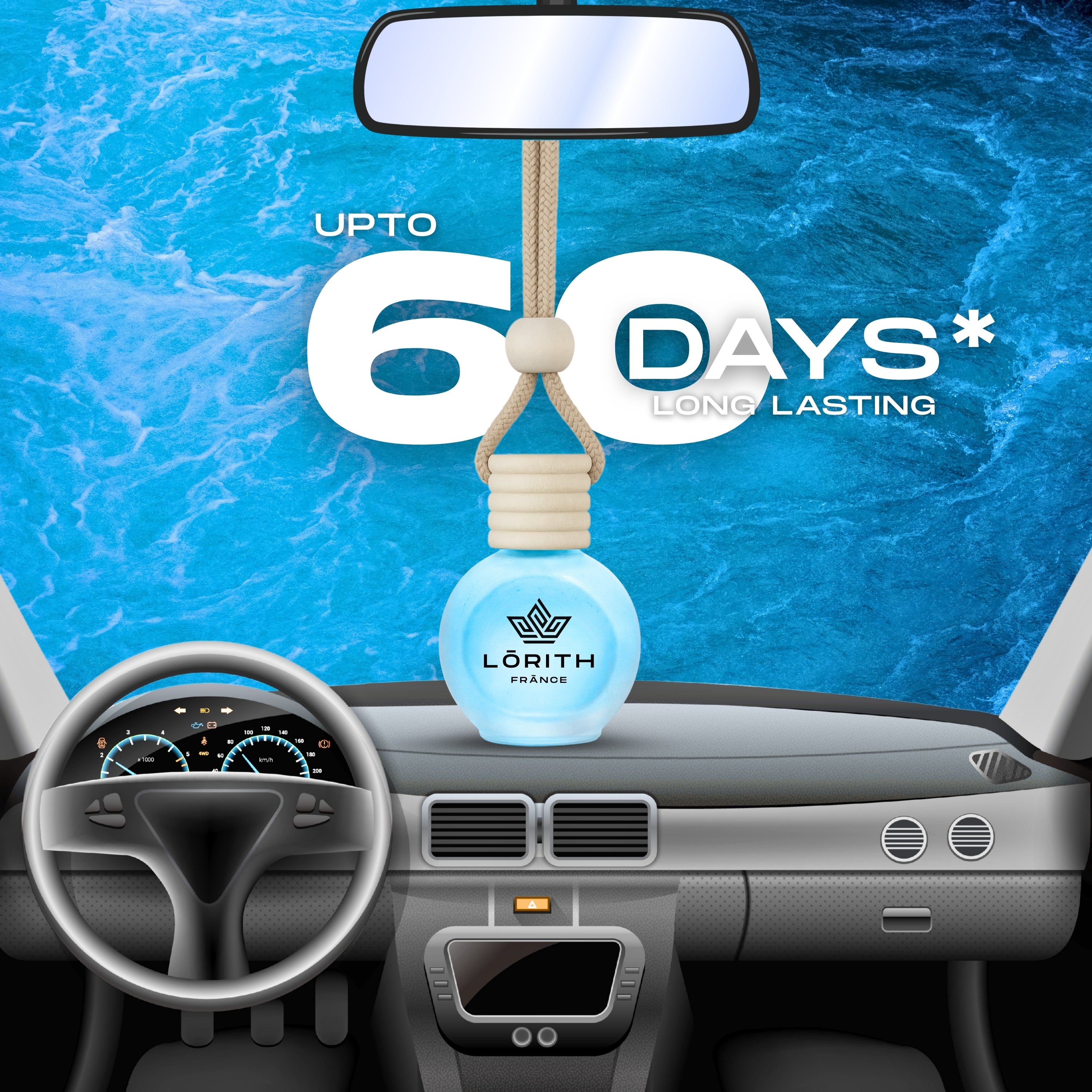 Lorith France Fresh Hanging Car Air Freshener | Premium Long-Lasting Car Perfume - LORITH FRANCE