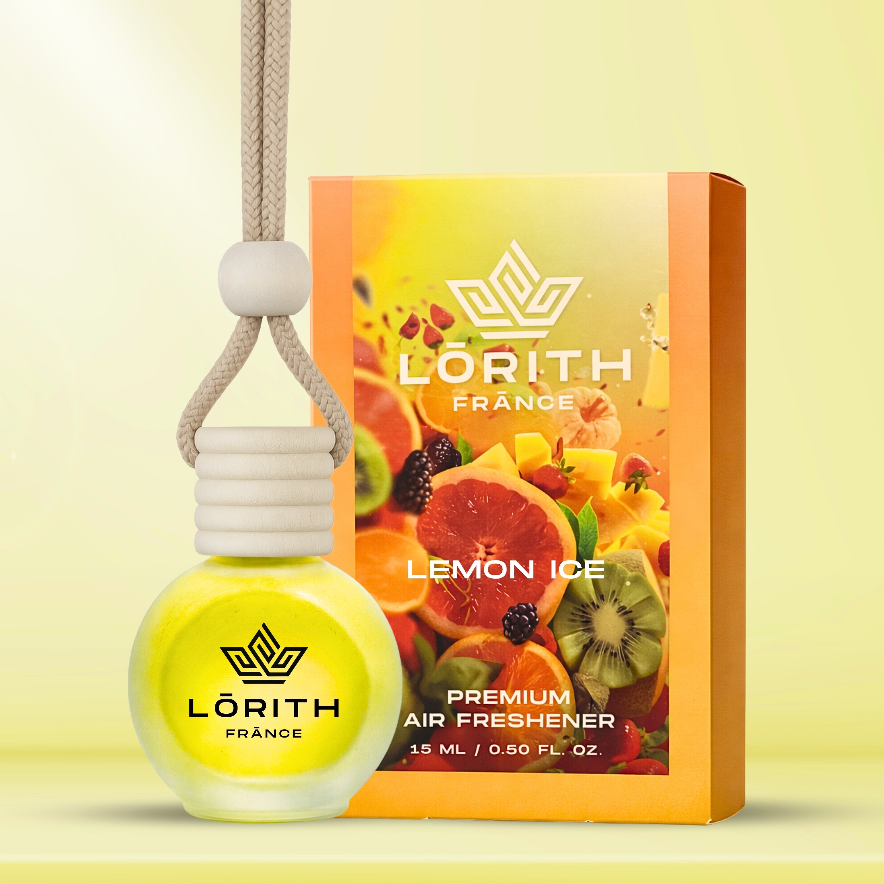 Lorith France Lemon Ice Hanging Car Air Freshener | Premium Long-Lasting Car Perfume - LORITH FRANCE