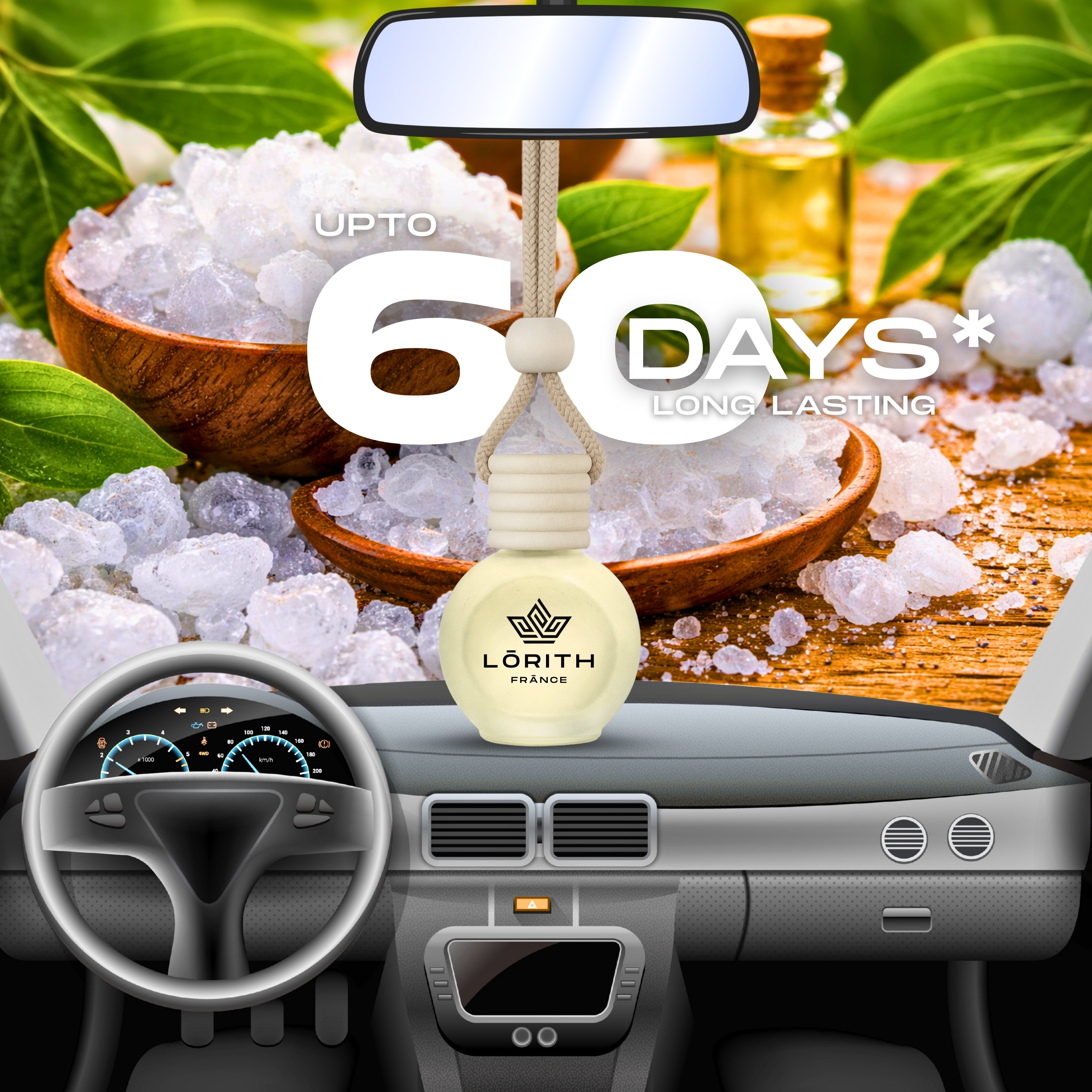 Lorith France Camphor Hanging Car Air Freshener | Premium Long-Lasting Car Perfume - LORITH FRANCE