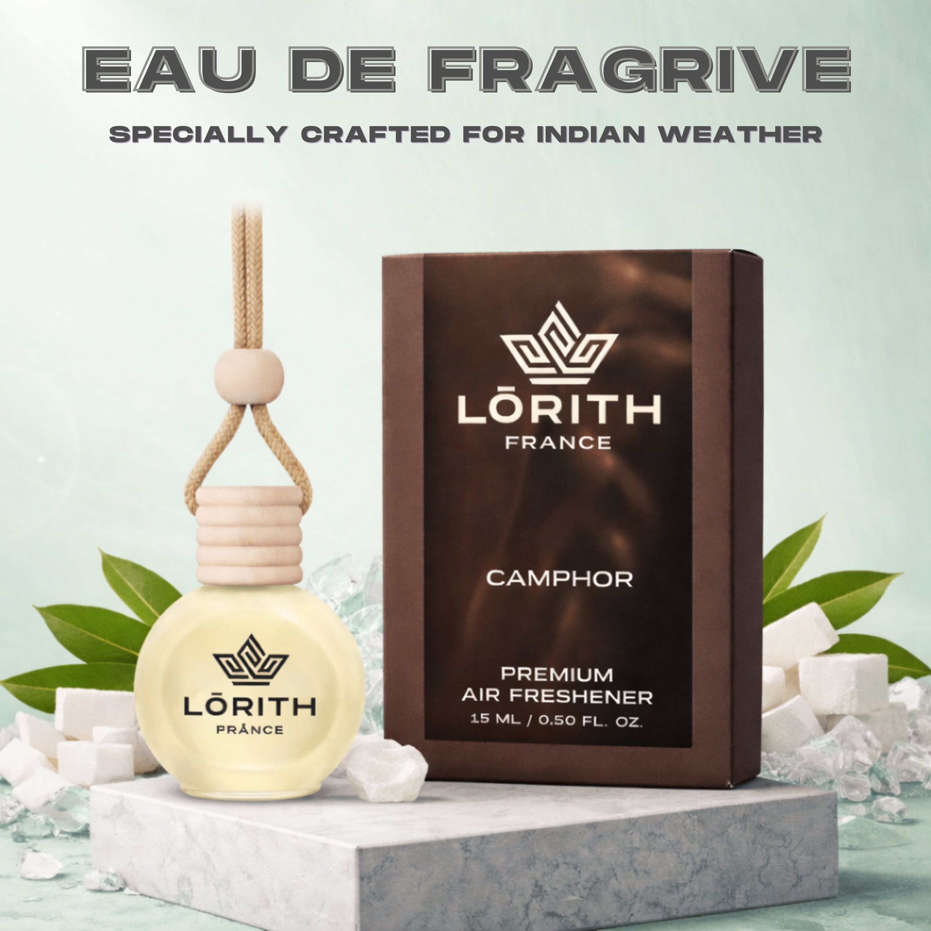 Lorith France Camphor Hanging Car Air Freshener | Premium Long-Lasting Car Perfume - LORITH FRANCE
