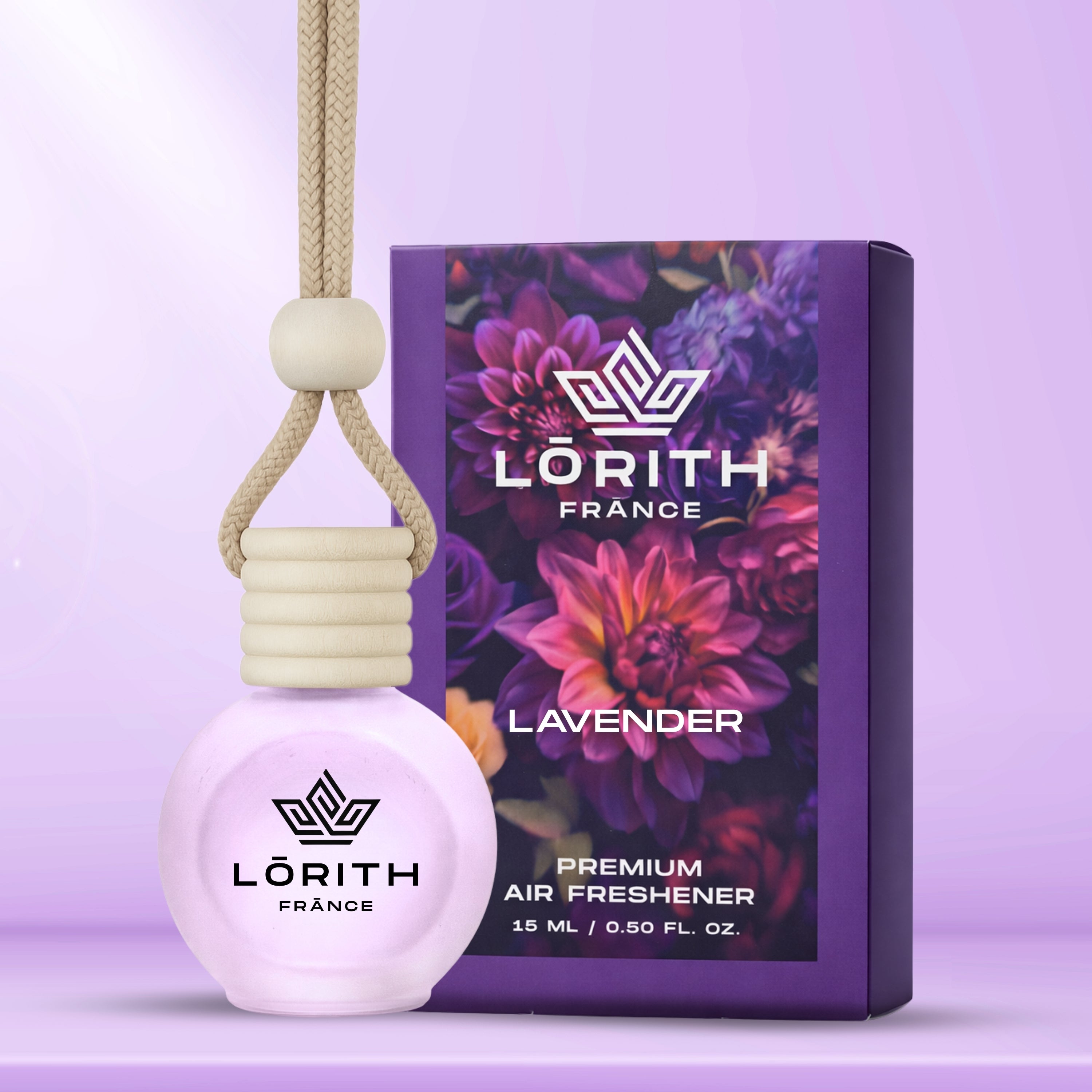 Lorith France Lavender Hanging Car Air Freshener | Premium Long-Lasting Car Perfume - LORITH FRANCE