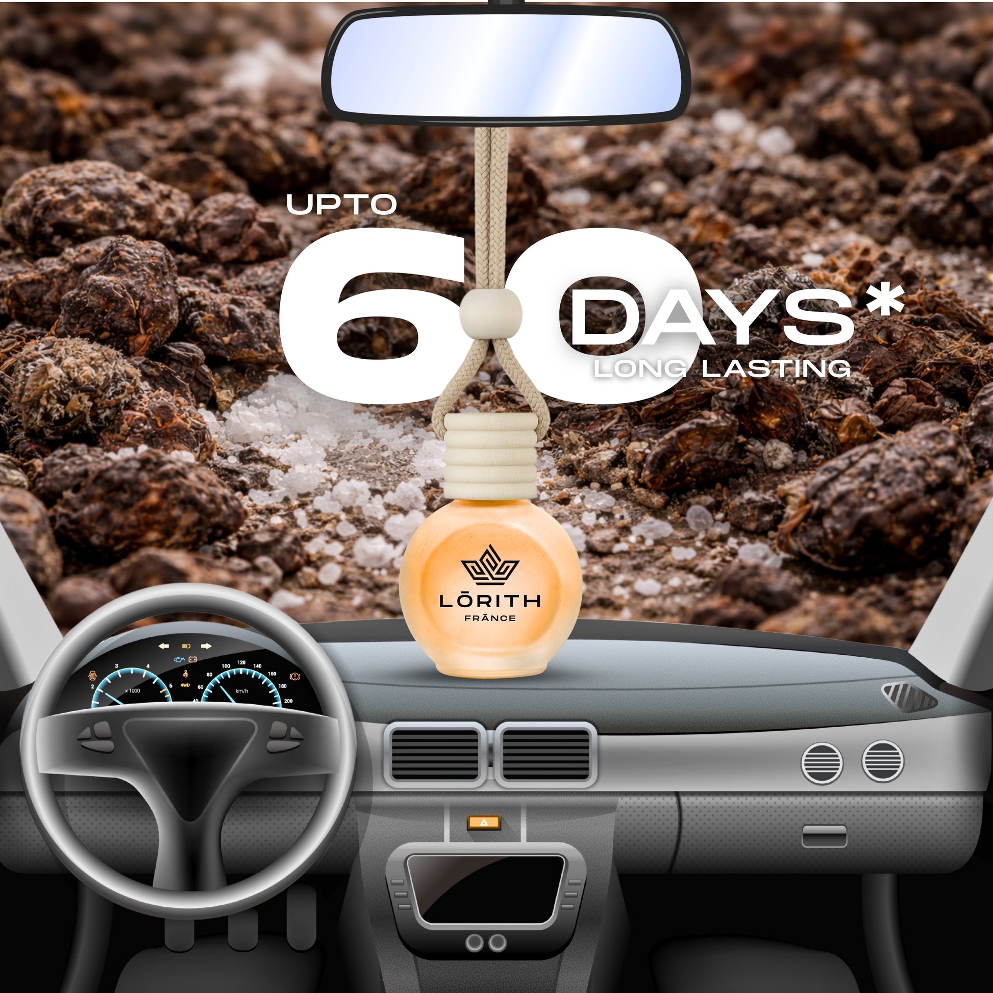Lorith France Musk Noir Hanging Car Air Freshener | Premium Long-Lasting Car Perfume - LORITH FRANCE
