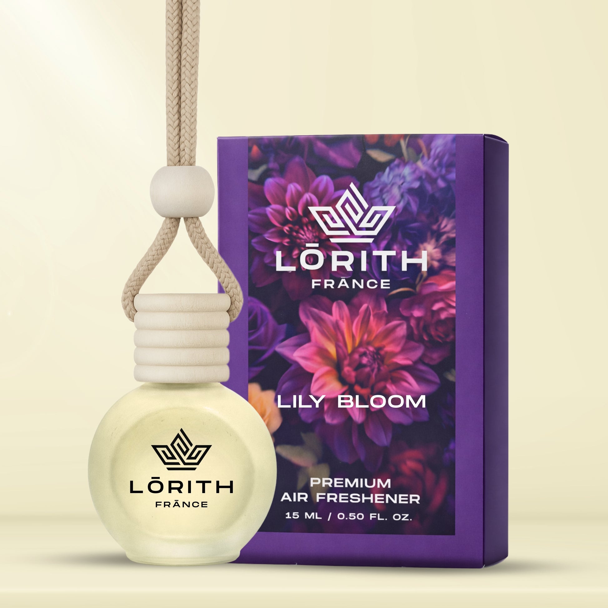 Lorith France Lily Bloom Hanging Car Air Freshener | Premium Long-Lasting Car Perfume - LORITH FRANCE
