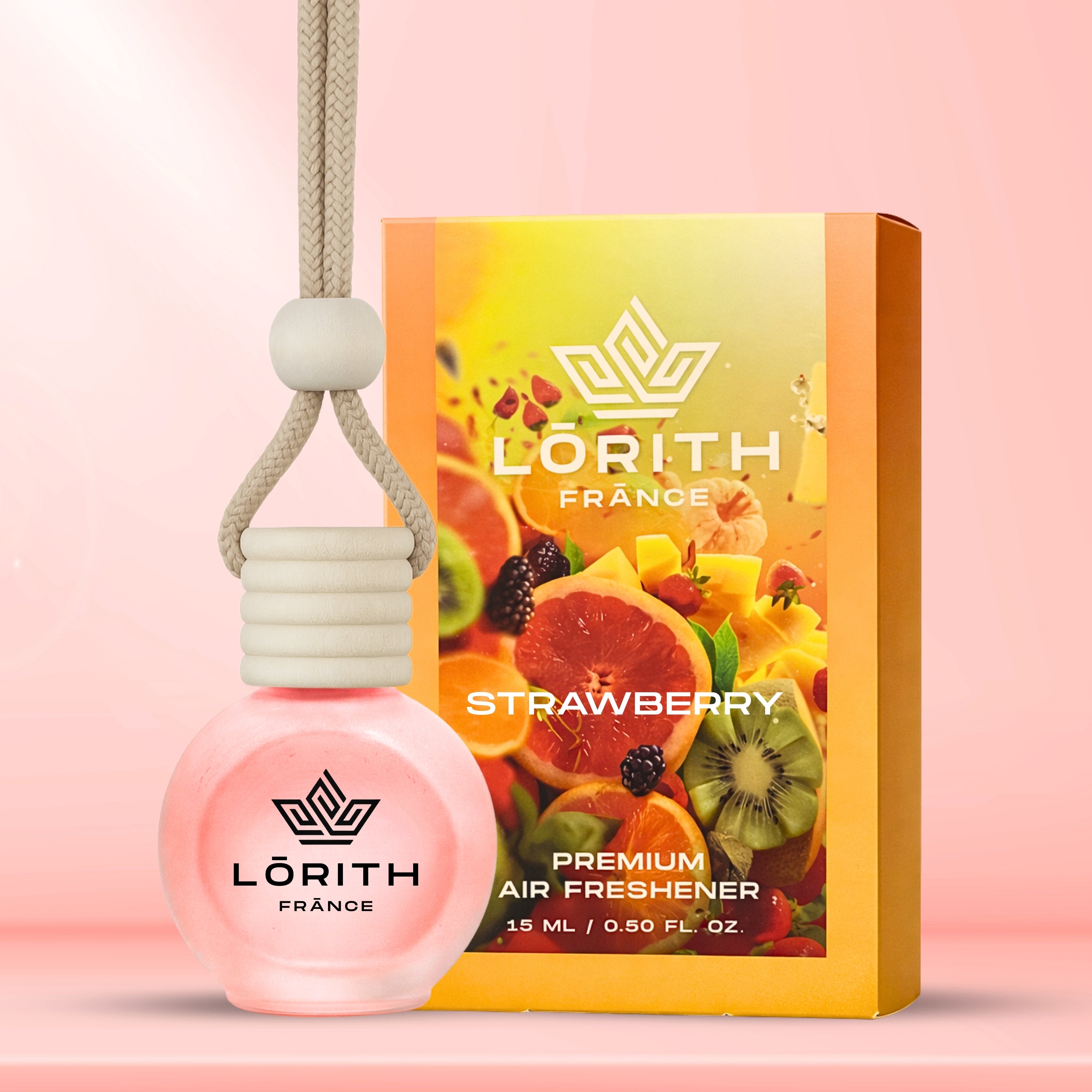 Lorith France Strawberry Hanging Car Air Freshener | Premium Long-Lasting Car Perfume - LORITH FRANCE