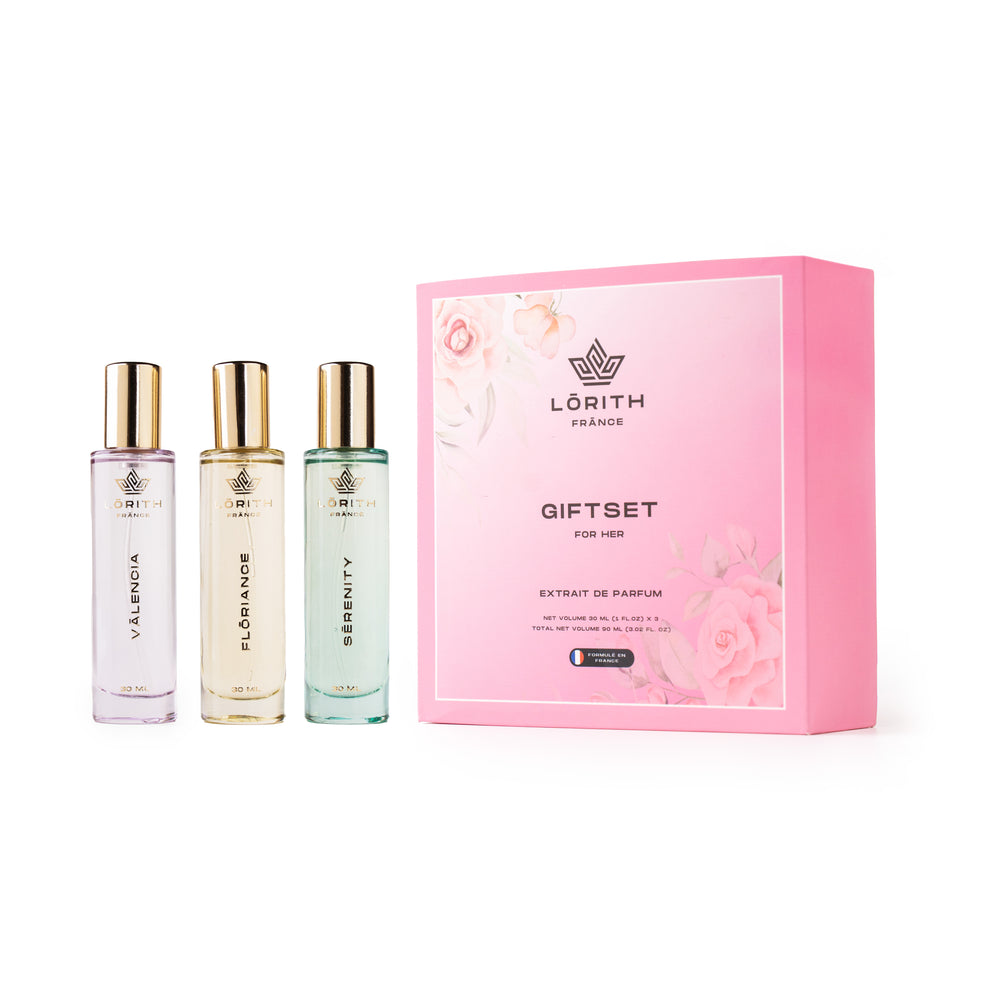 LUXURY GIFTSET FOR WOMEN - FLŌRIANCE | SĒRENITY | VĀLENCIA - 30ML X 3 - LORITH FRANCE