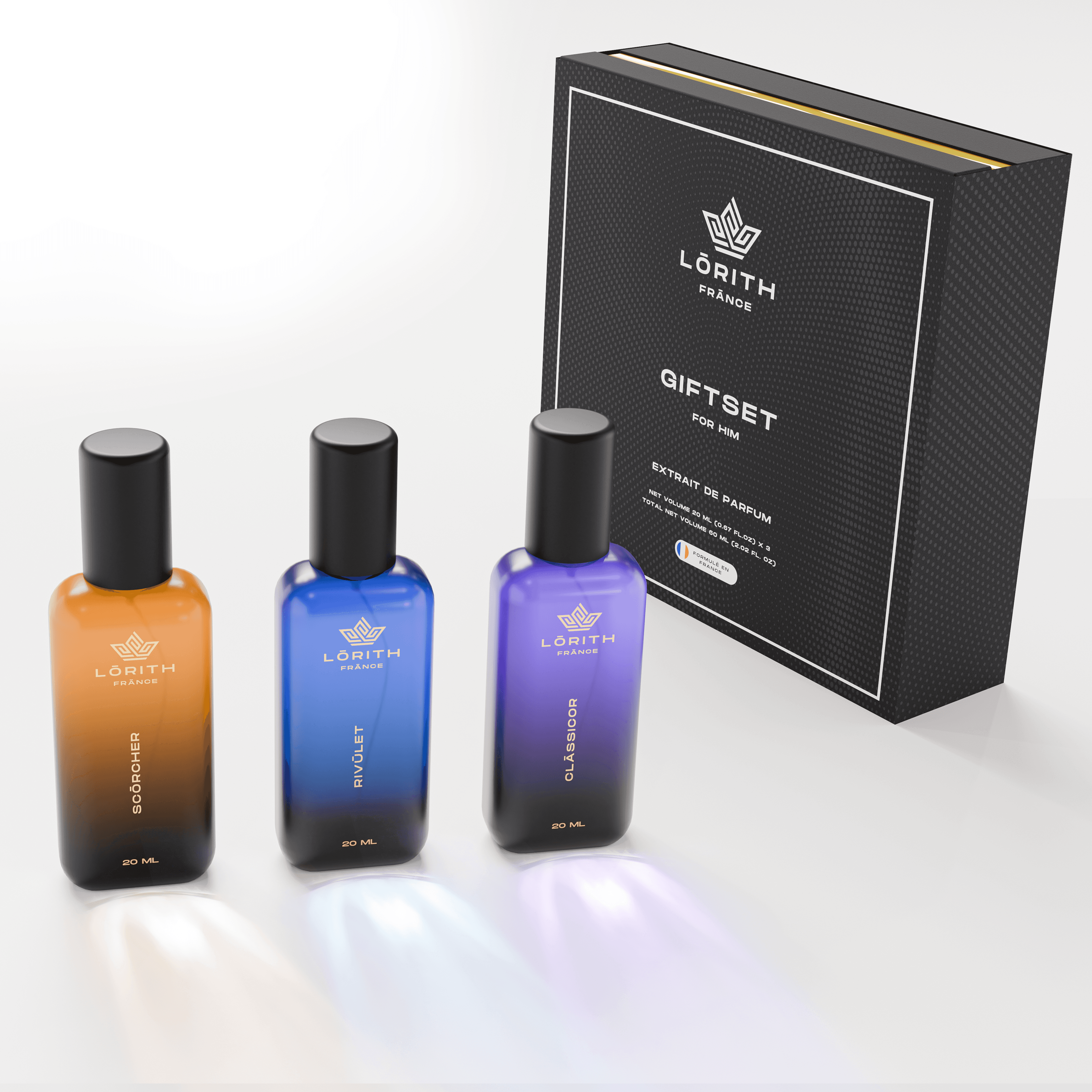 LUXURY GIFTSET FOR MEN - SCORCHER | RIVULET | CLASSICOR - 20ML X 3